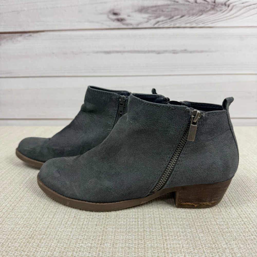 Carlos Boots Womens 8 Brianne Ankle Booties Heels‎ Side Zipper Blue Fabric